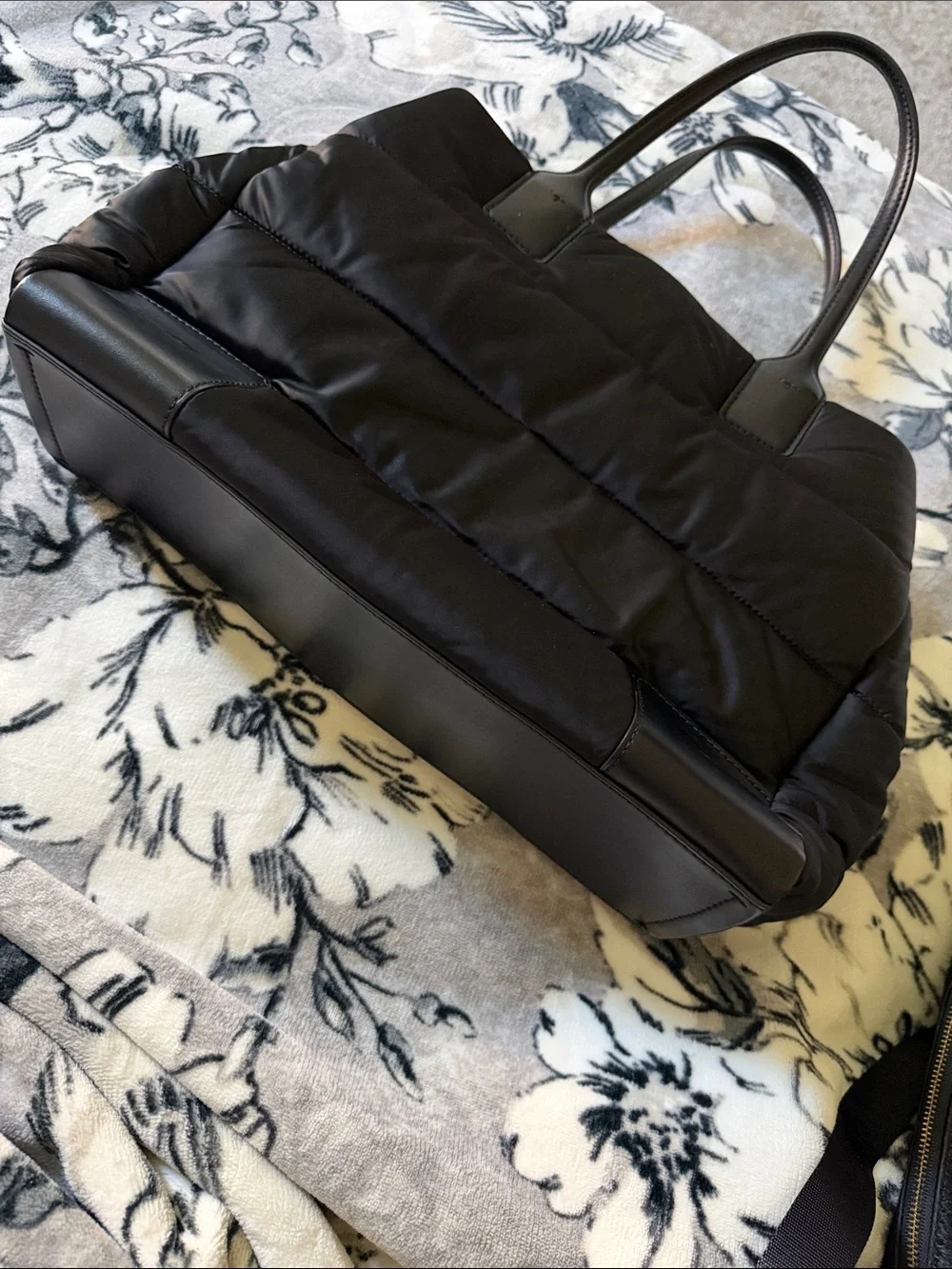 Tory Burch Black Quilted Logo Tote